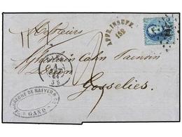 163 BELGICA. Of.15. 1864. GAND To GOSSELIES. Folded Letter Franked With <B>20 Cts.</B> Clue Stamp. <B>AFFR. INSUFF.</B>  - Sonstige & Ohne Zuordnung