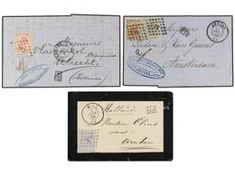 174 BELGICA. 1866-70. FIVE Covers To HOLLAND. <B>10+10 Cts., 20 Cts, 20+20 Cts., 10+30 Cts.</B> And <B>40 Cts.</B> Frank - Otros & Sin Clasificación