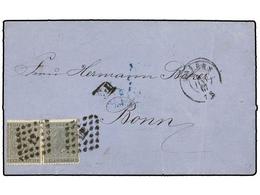 175 BELGICA. Of.17 (2). 1867. ANVERS To BONN (Germany). Folded Letter Franked With Two <B>10 Cent.</B> Grey-black (nice  - Autres & Non Classés