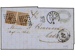 177 BELGICA. Of.19 (2). 1867. ANVERS To CADIZ (Spain). Entire Letter Franked With Two <B>30 Cts.</B> Brown Stamps, Tied  - Otros & Sin Clasificación