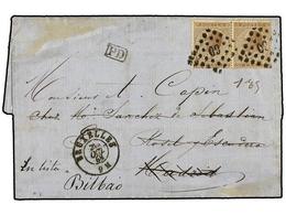 182 BELGICA. Sc.20. 1868 (Oct. 28). Entire Letter From BRUSSELS To MADRID And Readdressed To BILBAO (Spain) Franked By 1 - Sonstige & Ohne Zuordnung