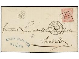 187 BELGICA. Of.20. 1871. LIEGE To MADRID (Spain). Folded Letter Franked With <B>40 Cts.</B> Rose Stamp, Bied By <B>217  - Autres & Non Classés