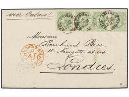 203 BELGICA. Of.30 (4). 1875. ANVERS To LONDON. Folded Letter Franked With Four <B>10 Cts.</B> Green Stamps. Arrival Cds - Sonstige & Ohne Zuordnung
