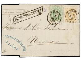 204 BELGICA. Of.30, 33. 1875. LIEGE To NAMUR. Entire Letter Franked With <B>10 Cts.</B> Green And <B>30 Cts.</B> Ocre St - Other & Unclassified