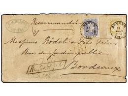 205 BELGICA. Of.31, 32. 1876. ANVERS To FRANCE. Envelope Franked With <B>20 Cts.</B> Blue And <B>25 Cts.</B> Olive Stamp - Other & Unclassified