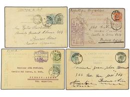 237 BELGICA. 1888-1912. FOUR Postal Stationery Cards To ARGENTINA. - Otros & Sin Clasificación