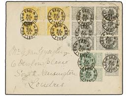 248 BELGICA. Of.53 (7), 54 (4), 56 (2). 1893. BRUXELLES To LONDON. Envelope Franked With Seven <B>1 Ct.</B> Grey, Four < - Autres & Non Classés
