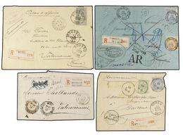 255 BELGICA. 1893-1905. NINE Registered Covers To FRANCE. Diverse Frankings. - Otros & Sin Clasificación