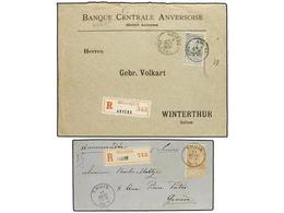 262 BELGICA. 1896-1904. TWO Registered Covers To SWITZERLAND. <B>50 Cts.</B> Frankings. - Sonstige & Ohne Zuordnung