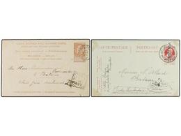 269 BELGICA. 1897-1912. TWO Postal Stationery Cards Sent To BATAVIA (Nederlands Indies). - Other & Unclassified