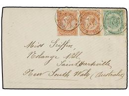 277 BELGICA. Of.56, 57 (2). 1899. BOIS DE VILLERS To SYDNEY (Australia). Envelope Franked With <B>5 Cts.</B> Green And T - Other & Unclassified