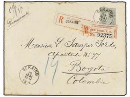 300 BELGICA. Of.63. 1904. SERAING To BOGOTA (Colombia). Envelope Franked With <B>50 Cts.</B> Grey, Sent Registered. Arri - Other & Unclassified