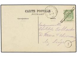 306 BELGICA. Of.83. 1907. Postacard Franked With <B>5 Cts.</B> Green, Tied By Lineal <B>VAUX/SOUS CHEVREMONT</B> Cancel. - Other & Unclassified