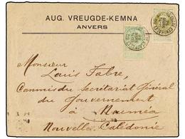 310 BELGICA. Of.56, 75. 1909. ANVERS To NOUMEA (New Caledonia). Envelope Franked With <B>5 Cts.</B> Green And <B>20 Cts. - Sonstige & Ohne Zuordnung