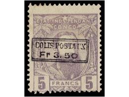 314 (*) CONGO BELGA. Yv.PP-4. <B>3,50 Fr. S. 5 Fr.</B> Lila <B>SOBRECARGA EN COLOR VIOLETA NEGRO.</B> Sin Goma Y Pequeño - Other & Unclassified