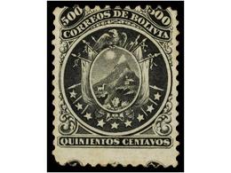 321 (*) BOLIVIA. Sc.14. 1868. <B>500 Ctvos.</B>  Black, Nine Stars, Without Gum. - Autres & Non Classés