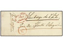324 BOLIVIA. (1855 CA.). Small Cover With Oval <B>REPUBLICA BOLIVIANA/Paz/ FRANCA</B> Cancel In Red To <B>SANTIAGO</B> E - Other & Unclassified