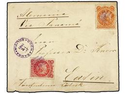 331 BOLIVIA. Sc.24, 27. 1891. COCHABAMBA A ALEMANIA. <B>1 Ctvo.</B> Rosa Y <B>10 Ctvos.</B> Naranja. Al Dorso Llegada. - Otros & Sin Clasificación