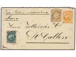 334 BOLIVIA. 1897. COCHABAMBA A SUIZA. Entero Postal De <B>10 Ctvos.</B> Naranja Con Franqueo Adicional De <B>10 Cts.</B - Other & Unclassified