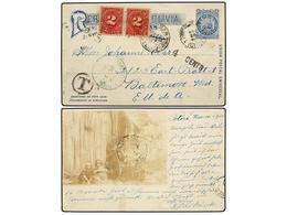 339 BOLIVIA. 1900. POTOSÍ A U.S.A. Entero Postal De <B>2 Ctvos.</B> Azul Con Fotografía En El Reverso. Circulada Vía Bue - Other & Unclassified