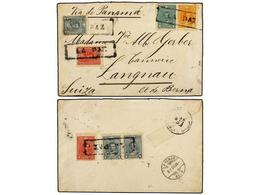 340 BOLIVIA. Sc.62 (3), 63 (2), 64, 65. 1900. LA PAZ A SUIZA. <B>1 Ctvo. (3), 2 Ctvos.</B> (2),<B> 5 Ctvos. </B>y <B>10  - Other & Unclassified