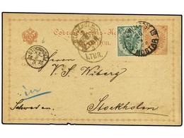 379 BOSNIA-HERZEGOVINA. 1895 (April 26). <B>2n</B>. Brown Postal Stationery Card Used To Stockholm, Sweden Up-rated With - Sonstige & Ohne Zuordnung
