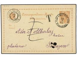 384 BOSNIA-HERZEGOVINA. 1900. VISEGRAD To SARAJEVEO. <B>2 H.</B> Brown Card Taxed With '2' On Back <B>1 H.</B> Black Sta - Sonstige & Ohne Zuordnung