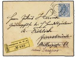 394 BOSNIA-HERZEGOVINA. Mi.26a. 1905. SARAJEVO To INSBRUKK. <B>35 H.</B> Blue And Black Registered Cover, Arrival On Bac - Sonstige & Ohne Zuordnung