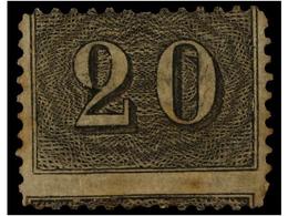 424 (*) BRASIL. Sc.43. 1866. <B>20 Reis</B> Negro, Dent. 13 1/2 Sin Goma, Alguna Leve Manchita Del Tiempo. Sello Muy Rar - Sonstige & Ohne Zuordnung