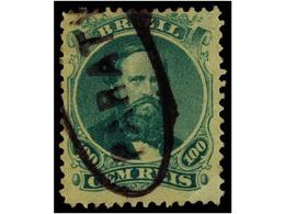 434 ° BRASIL. Sc.58. 1866. <B>100 Reis</B> Verde. Mat. Ovalado <B>PARATY</B> (Meyer 1386). - Sonstige & Ohne Zuordnung