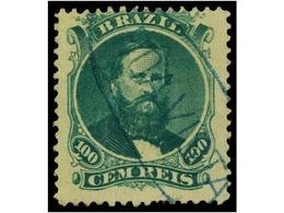 436 ° BRASIL. Sc.58. 1866. <B>100 Reis</B> Verde. Mat. Ovalado <B>BOAVISTA</B> En Azul (Meyer 1241). - Other & Unclassified