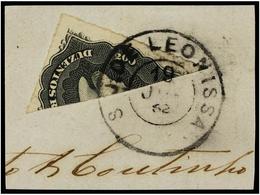 458 BRASIL. Sc.66a. 1878. <B>200 Reis</B> Negro Bisectado Sobre Fragmento. Mat. Fechador <B>S.J. DE LEONISSA.</B> MUY RA - Other & Unclassified