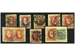 474 ° BRASIL. Sc.71 (9). 1878-79. <B>80 Reis</B> Rosa Lila. 9 Sellos Incluyendo Una Pareja Con Matasellos Diversos. MUY  - Other & Unclassified