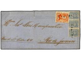509 BRASIL. Sc.53, 38 (3). (1866 CA.). Gran Parte De Carta (falta Parte Del Reverso) Circulada A RÍO DE JANEIRO Con Sell - Other & Unclassified