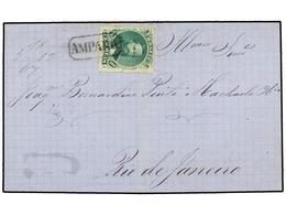 510 BRASIL. Sc.58. 1867. AMPARO A RÍO DE JANEIRO. <B>100 Reis</B> Verde. Mat. Lineal <B>AMPARO</B>. MAGNÍFICA. - Sonstige & Ohne Zuordnung