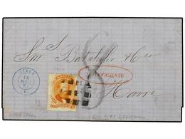 514 BRASIL. Sc.60. 1871. CEARA A FRANCIA. <B>500 Reis</B> Naranja, Mat. <B>CÍRCULO DE PUNTOS, </B>marca <B>INSUFFICIENTE - Other & Unclassified