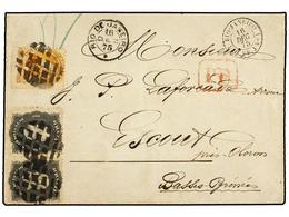 520 BRASIL. 1875. Cover Franked With Pair <B>200 R.</B> Black And Single <B>500 R.</B> Orange Dom Pedro Issue, All Tied  - Sonstige & Ohne Zuordnung