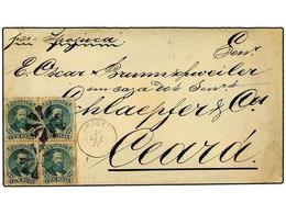 524 BRASIL. 1877(Dec 31). Cover By Ship To Ceará From Aracaty Franked By Rouletted Dom Pedro1866 <B>100r</B> Green In A  - Sonstige & Ohne Zuordnung