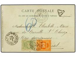 597 BRASIL. 1908. FRANCIA A RIO DE JANEIRO. Tarjeta Postal, Tasada A La Llegada Con Sellos De Brasil De <B>10 Cts. </B>n - Other & Unclassified