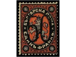 605 * BULGARIA. Mi.24. 1885. <B>50 On 1 Fr. </B>black And Red, Original Gum. F. A. DIENA. A BRUN. Michel.700?. - Other & Unclassified