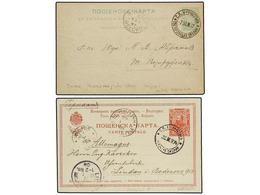 632 BULGARIA. 1897-1904. 2 Postal Stationary With <B>TATAR PAZAROZIR</B> And <B>BARDAR</B> Cancels. RARE. - Autres & Non Classés