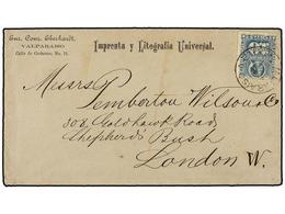 676 CHILE. Sc.23. 1882. VALPARAISO A LONDRES. <B>10 Ctvos.</B> Azul, Al Dorso Llegada. - Otros & Sin Clasificación