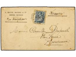 679 CHILE. Sc.23. 1884. VALPARAISO A FRANCIA. <B>10 Ctvos.</B> Azul Circulada Vía Magallanes, Al Dorso Llegada. - Autres & Non Classés