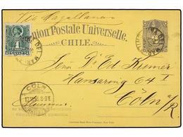 681 CHILE. Sc.25. 1886. VIÑA DEL MAR A ALEMANIA. Entero Postal De <B>2 Ctvos.</B> Gris Con Franqueo Adicional De <B>1 Ct - Sonstige & Ohne Zuordnung