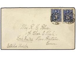 682 CHILE. Sc.28 (2). 1886. SANTIAGO A U.S.A. <B>5 Ctvos.</B> Azul (2) Al Dorso Llegada. - Other & Unclassified