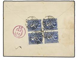 690 CHILE. Sc.28 (4). 1889. IQUIQUE A NEW YORK. <B>5 Ctvos.</B> Azul, Bloque De Cuatro, Carta Certificada. PRECIOSA. - Sonstige & Ohne Zuordnung