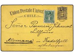 700 CHILE. 1891. CONCEPCIÓN A ALEMANIA. Entero Postal De <B>2 Cts.</B> Gris Con Franqueo Complementario De <B>1 Cto.</B> - Other & Unclassified