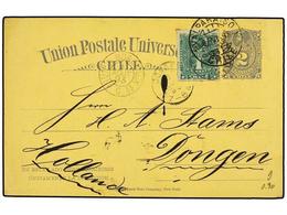 713 CHILE. 1893. VALPARAISO A HOLANDA. Entero Postal De <B>2 Ctvos.</B> Gris Con Franqueo Adicional De <B>1 Ctvo.</B> Ve - Other & Unclassified