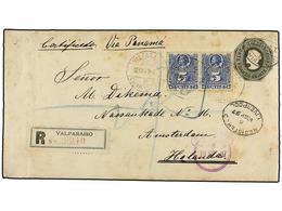 754 CHILE. Sc.28 (2). 1897. VALPARAISO A HOLANDA. Entero Postal De <B>20 Ctvos.</B> Verde Con Franqueo Adicional De <B>5 - Sonstige & Ohne Zuordnung