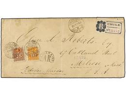 758 CHILE. Sc.29, 32. 1897. VALPARAÍSO A U.S.A. <B>10 Ctvos.</B> Naranja Y <B>25 Ctvos.</B> Castaño Amarillo. Carta Cert - Other & Unclassified